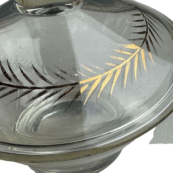 Hazel Atlas Candy Dish With Lid - Gold Wreath - Picture 7 of 7